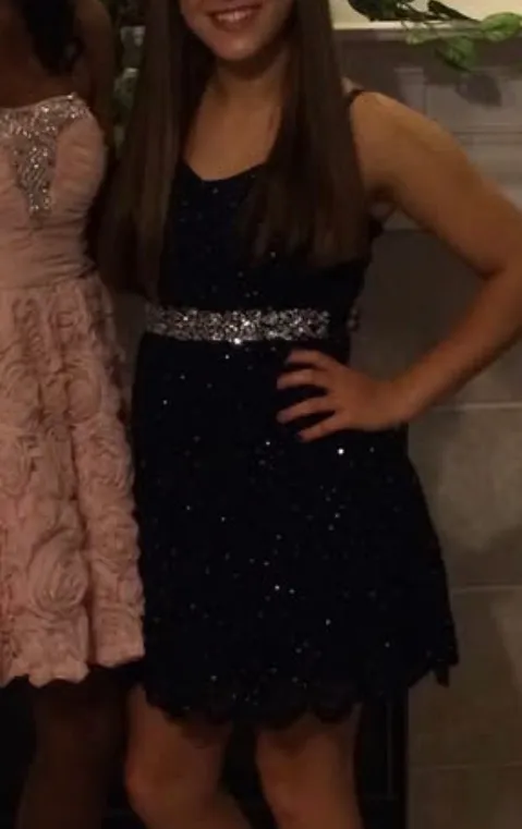 Navy blue sparkly homecoming dress - Image 6