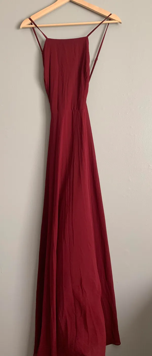 Burgundy / Maroon Maxi Formal Dress - Image 7