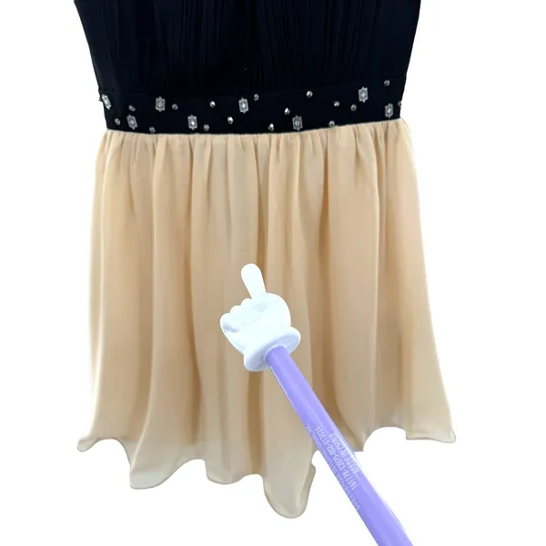 Little Mistress Black‎ Beaded Cap Sleeve Skater Dress Peach Chiffon Skirt - Image 3