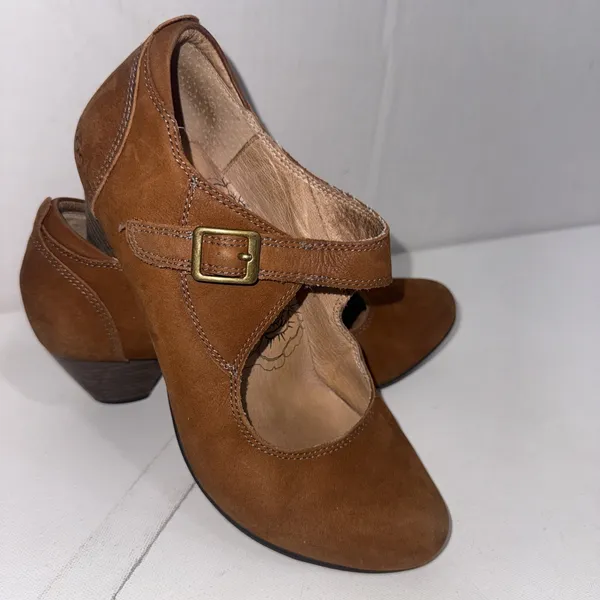 Taos‎ Stunner Brown Rustic Leather Mary Jane Clog Heel Bootie Pumps Shoes Size 7 - Image 12
