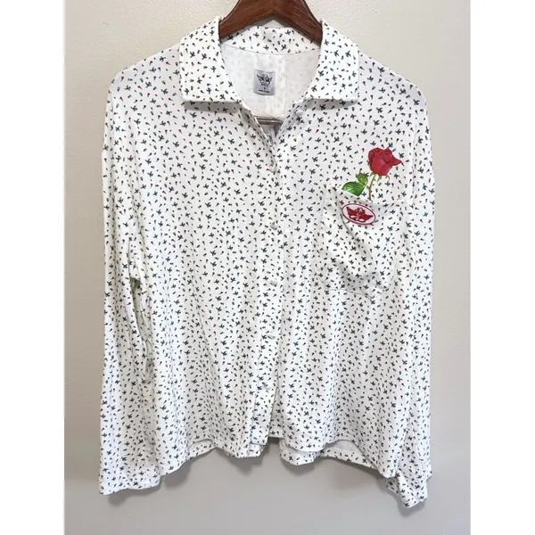 Boys Lie Women's Dainty Daisy's Button‎ Down PJ Top White Floral Angel Sz S NWT - Image 4