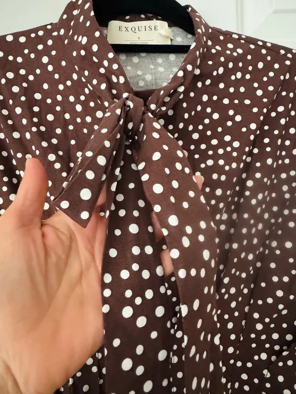 Anthropologie The Tobie Tie-Neck Shirt Dress by Exquise, Size S - Image 8