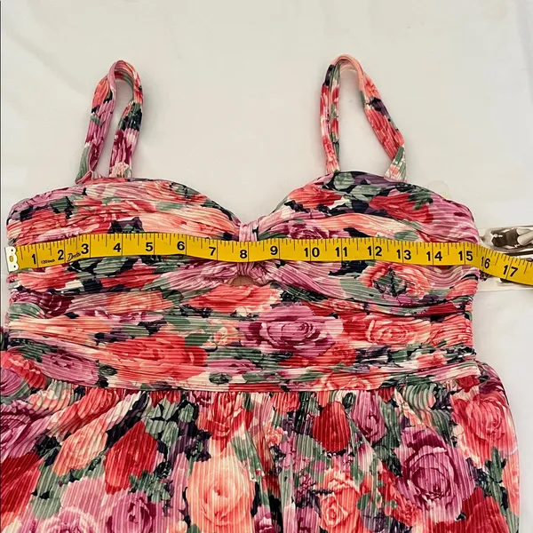 Honey and Rosie Pink Floral Tiered Midi Dress - Image 5