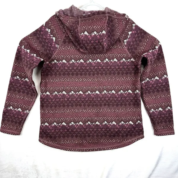 The North Face 1/4 Zip Women’s L Nordic Pattern Red/Brown Pullover Sweater-knit - Image 2