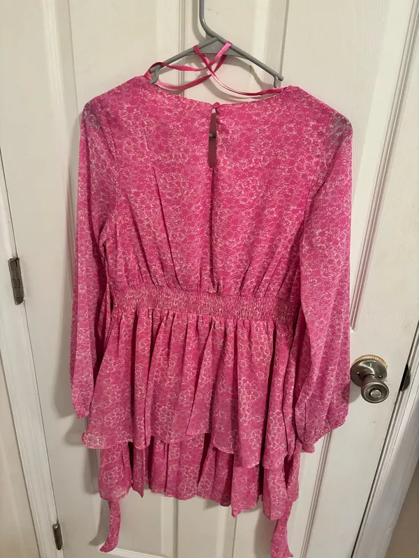 Pink Thin Long Sleeve Dress Size M - Image 3