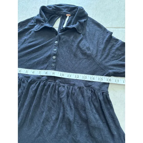 Free People Best‎ Girl Dress Womens Sm Black Mini Linen Blend Tiered Preppy Boho - Image 7