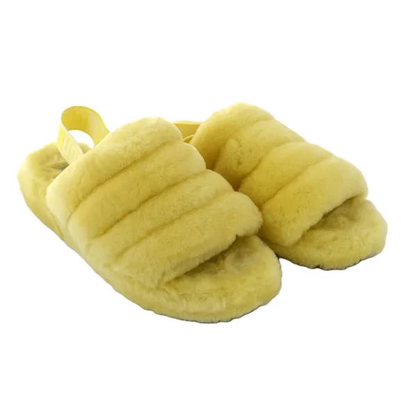 UGG Fluff Yeah Slide Women 10 Yellow Excellent Sheepskin Fuzzy Slingback - Image 2