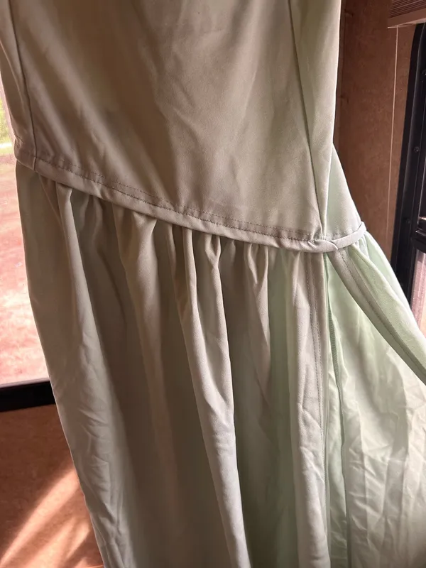 Green Asymmetrical Waist with Neck Scarf - Image 4