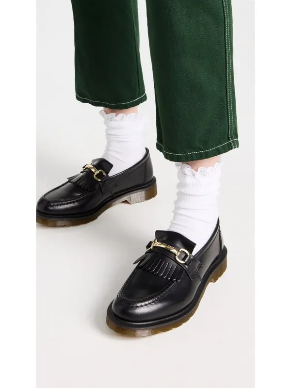 NEW Dr. Martens Adrian Snaffle in Black Smooth Leather Kiltie Loafers W 8 / M 7 - Image 5