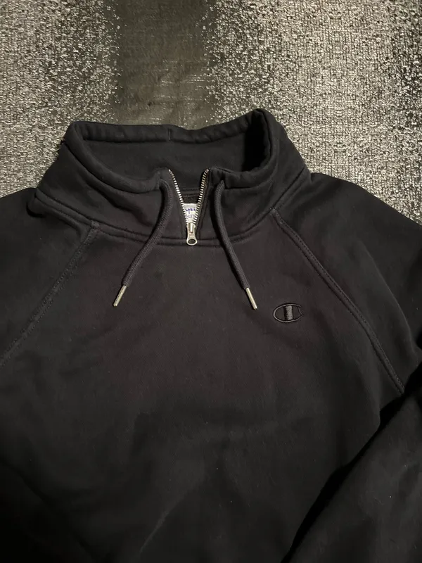 Womens large Champion Black Cropped Reverse Weave Zip Pullover - Image 3