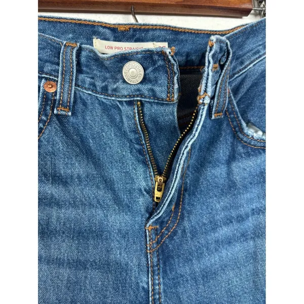 Levi's Low Pro Straight Leg Jeans Women's Size‎ 25 Blue Distressed Ripped - Image 8