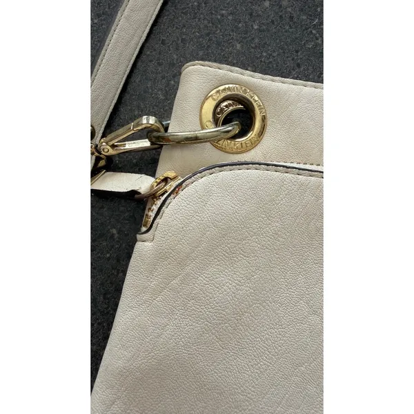 Calvin Klein Sonoma Ivory Faux Leather Crossbody Bag Gold Hardware - Image 10