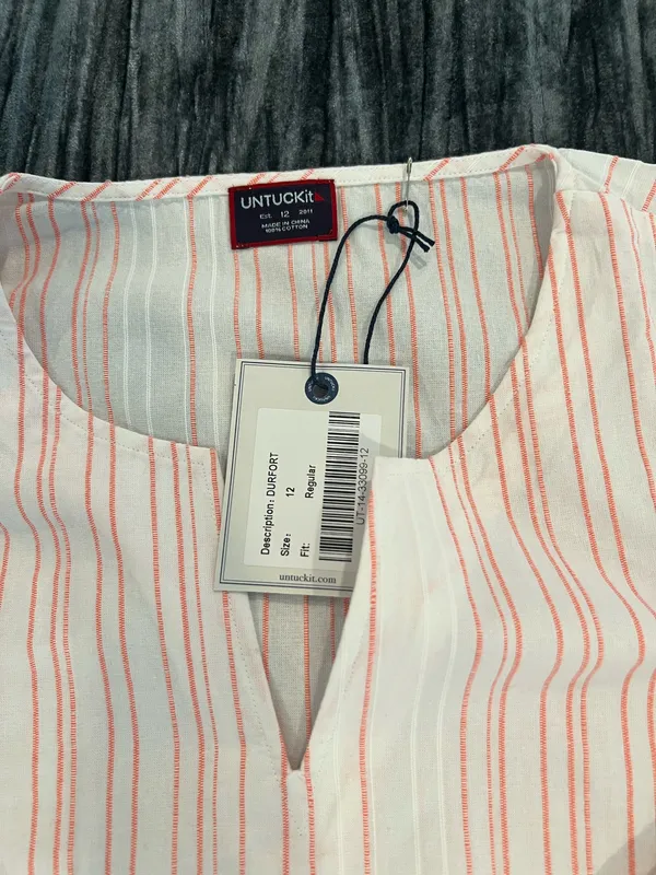 Pink and White Striped Tunic Top by Untuckit Size 12 - Image 2