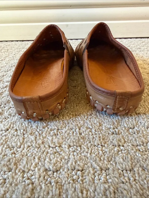 Spring Step Fusalide Leather Mules Boho Laser Cut Brown Clogs Slide Sandals - 38 - Image 4