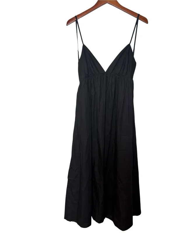 Commense Black Coastal Cowgirl Maxi Cotton Dress XL Deep V Open Back Western - Image 6