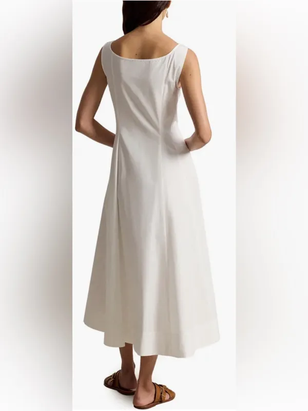 NEW Polo Ralph Lauren Paneled Cotton Button-Up Midi White Dress sz 2 - Image 3