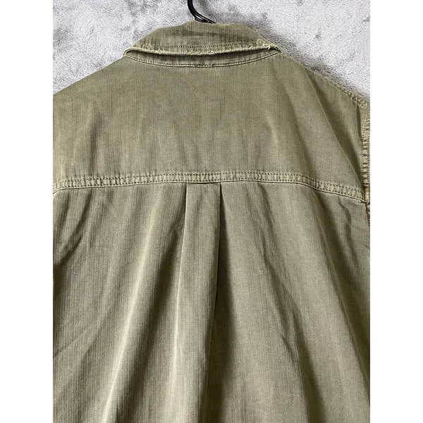 Free People Embellished Military Shirt Jacket Olive Green Embroidered Patch S - Image 4