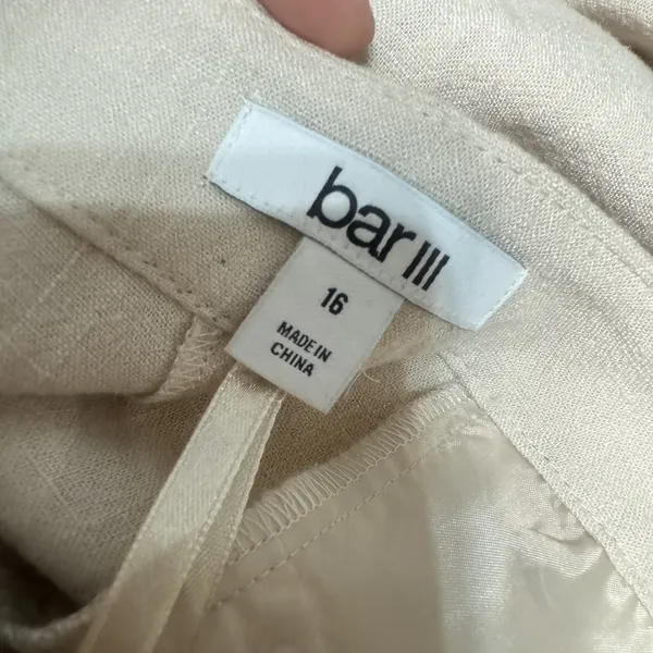 Bar III Pants Womens 16 cream Linen Blend‎ Wide Leg Career pleated high rise - Image 5