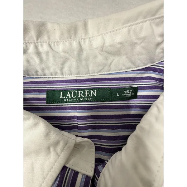 Lauren Ralph Lauren Womens Sz L Purple White Striped Preppy Corporate Chic Work - Image 4