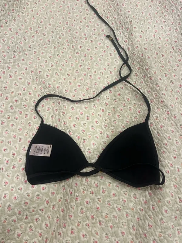 H&M Black Bandeau Top with Gold Sequin Trim - Image 2
