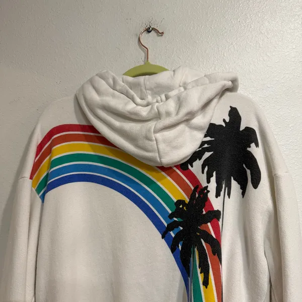 Spiritual Gangster Palm Finn Zip Hoodie Stone Rainbow Sz M - Image 8