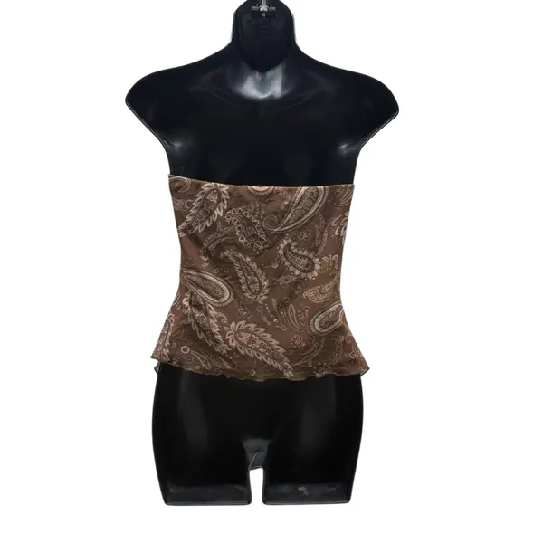 Almost Famous Boho Strapless Paisley Sheer Flowy Top - Image 5