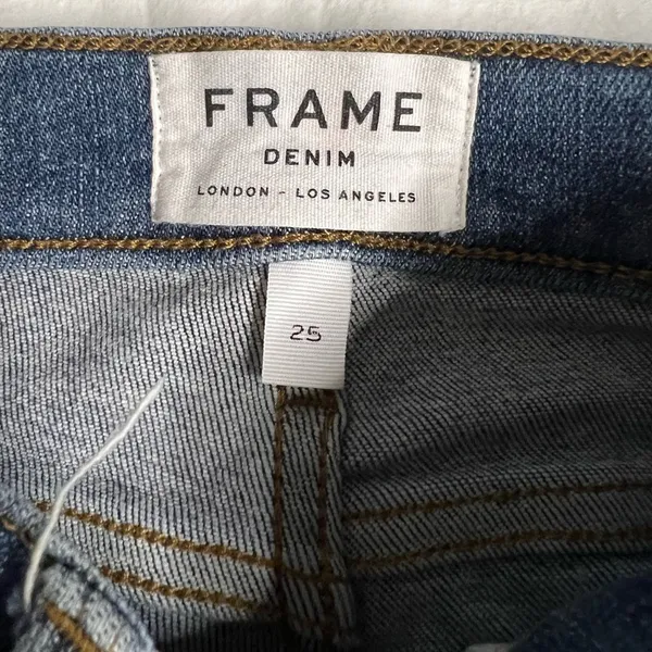 Frame Le High Skinny Distressed Blue Jeans 25 - Image 4