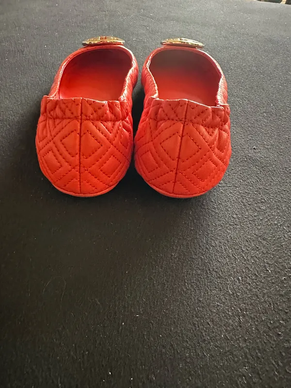 Like New! Tory Burch Minnie Quilted Travel Ballet | Size 7 | Bright Samba/Gold - Image 4