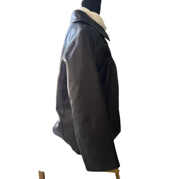 Banana Republic Vintage 1990s Black Leather Jacket Women's Small - Image 6