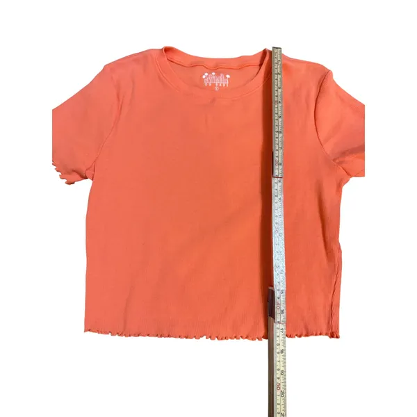 OG Babe‎ Orange Ribbed Lettuce Hem Crop Top T Shirt Size L - Image 6