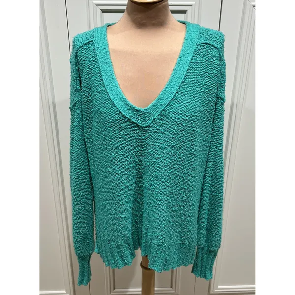 Anthropologie Pilcro Women's Medium Green Oversized‎ Textured Slouchy Sweater - Image 2