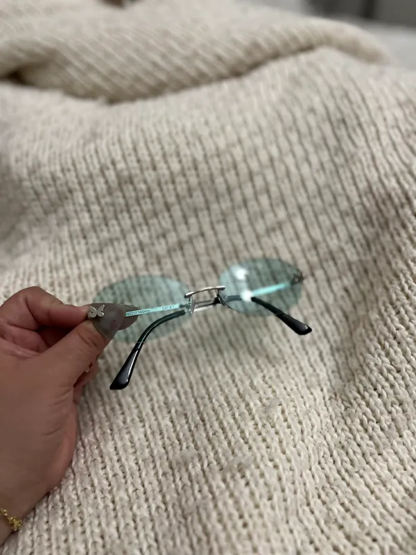 Rimless Round Blue Sunglasses - Image 4
