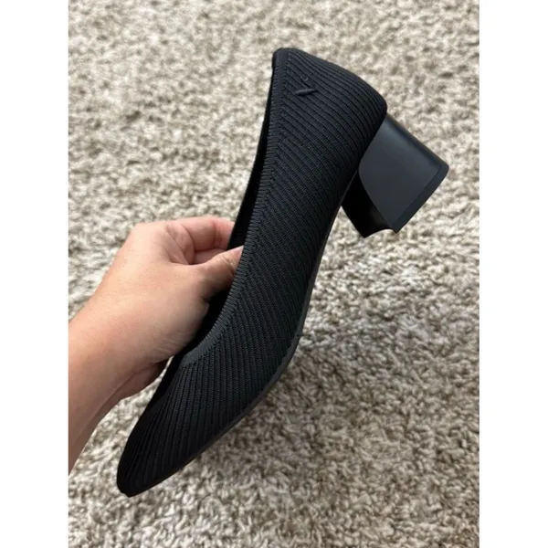 Vivaia Melody 2.0 Square Toe Chunky Heels Deep Ebony Women's 38.5 Knit Ribbed - Image 5