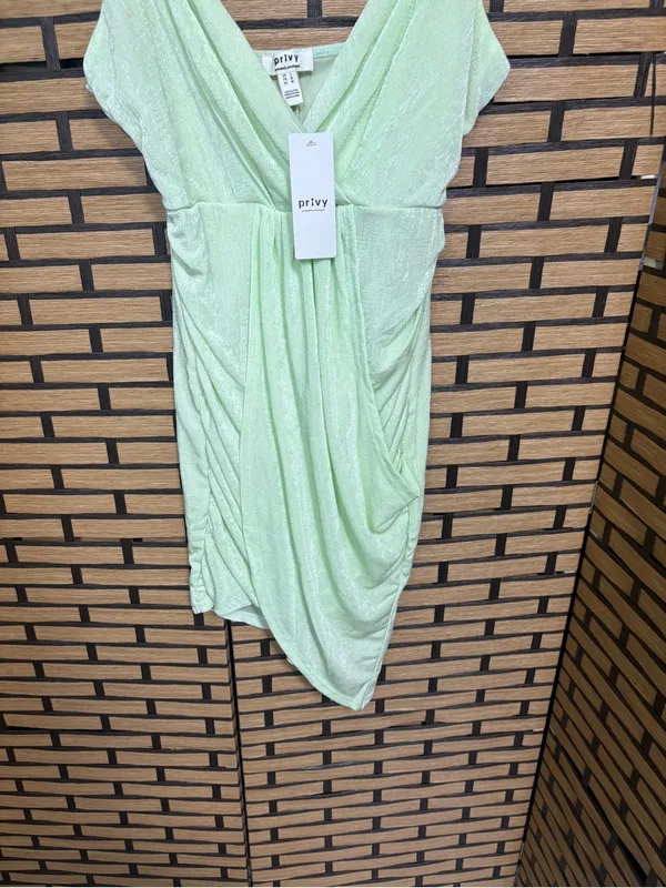Privy Green Draped Dress Size Large - Image 4