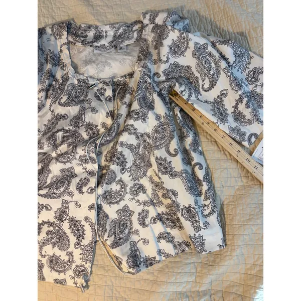 Sag Harbor Woman Paisley Open Front Jacket White Navy Blue 3X U94604SK1 - Image 10