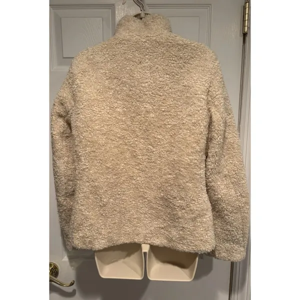 Pendleton Western Sherpa Jacket‎ Womens Medium Ivory Wool Lined Zip Fleece Coat - Image 3