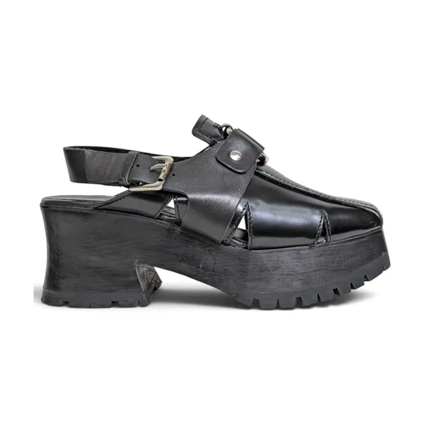 Free People Astoria Black Leather O Ring Harness Platform Clogs Sz 9.5 NWOB - Image 9