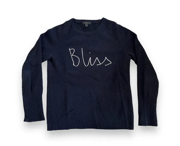 GUC J. CREW Bliss Wool Blend Navy Sweater - Image 2