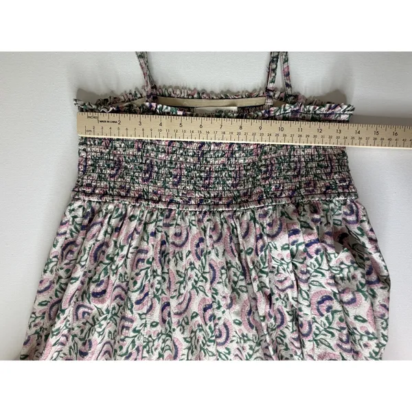 Natural Life‎ Floral Block Print Smocked Tiered Midi Dress Medium Cottage Boho - Image 8