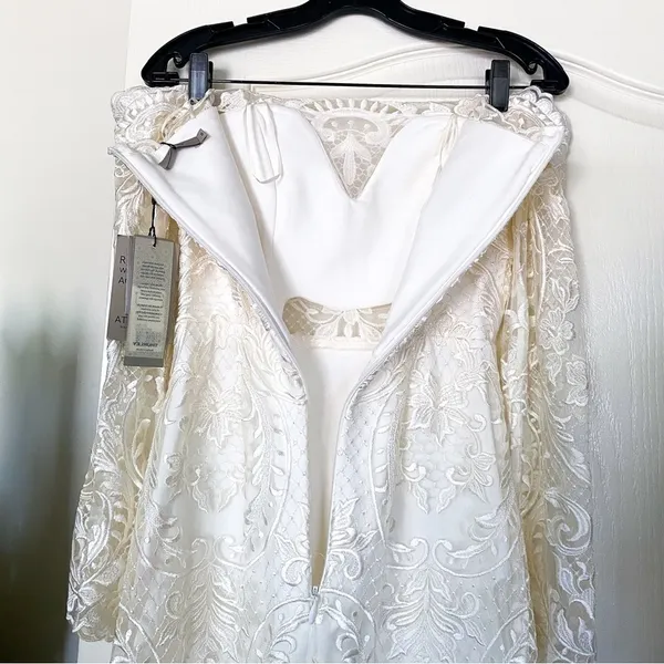 BHLDN‎ Thurley Dress Emilia Lace Semi-Sheer Off-Shoulder Bridal Ivory 8 NWT - Image 10