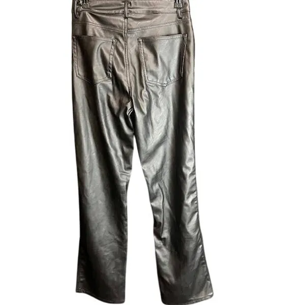 H&M Faux‎ Leather Pants Size 8 Black Straight Leg Casual Career - Image 2