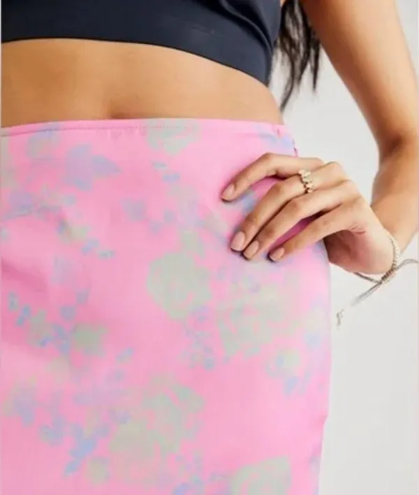 NWOT Free People Everything’s Rosie Midi Skirt Pink Combo - Image 4