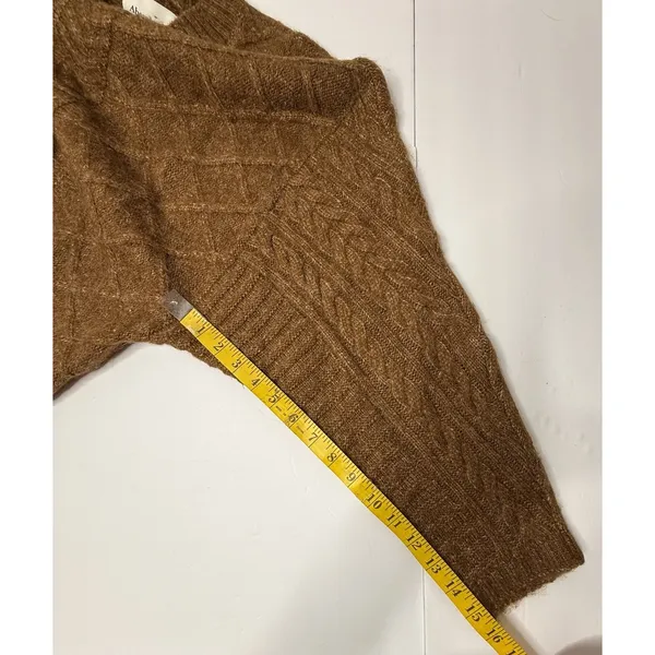ABERCROMBIE & FITCH Cable Knit Crew‎ Dolman Sweater Sz S/M Brown Y2K Preppy Boho - Image 5
