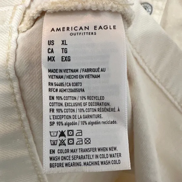 American Eagle Cream Denim Button Front Overall Dress XL NWT - Image 6
