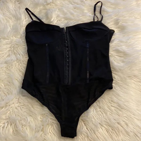Free People Bodysuit size L color black adjustable stripes please see all photos - Image 9