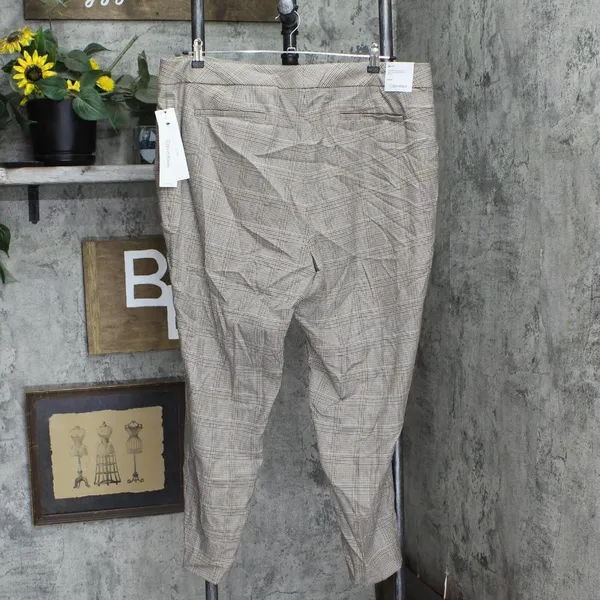 NWT Calvin Klein Plus Size Plaid Ankle Pants X38P6037 16W Luggage Multi Brown - Image 6
