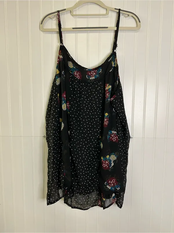 Torrid Mixed Floral & Dot Print Paneled Chiffon Cami - Image 3