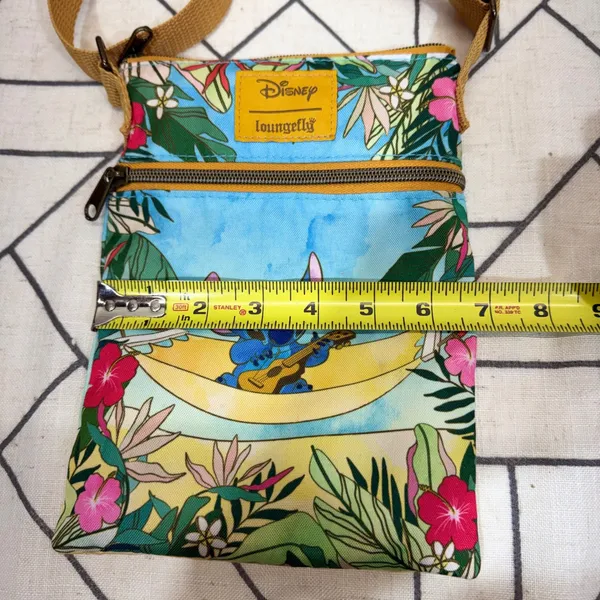 Disney‎ Loungefly Passport Crossbody Bag Purse Blue Lilo and Stitch Tropical - Image 8