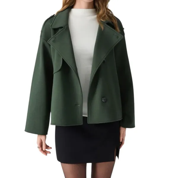 NWT OGL DoubleWarm Convertible Collar Buttoned Coat Size XS Evergreen - Image 3