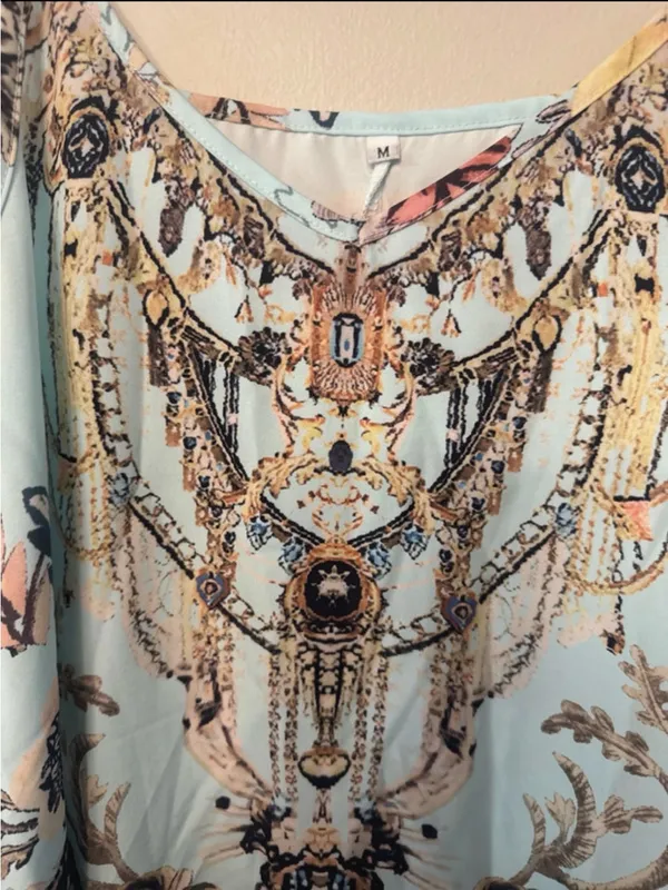 NEW Printed Slip Dress with Sheer Duster Sz M - Image 5
